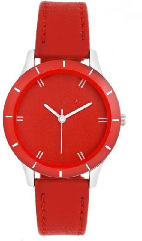 GR_118 Analog Watch - For Girls Red Color Lether simple Belt watches
