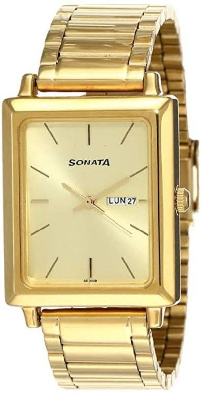 Champagne Dial Sonata7078YM04 Analog Watch - For Men Day and Date Classic