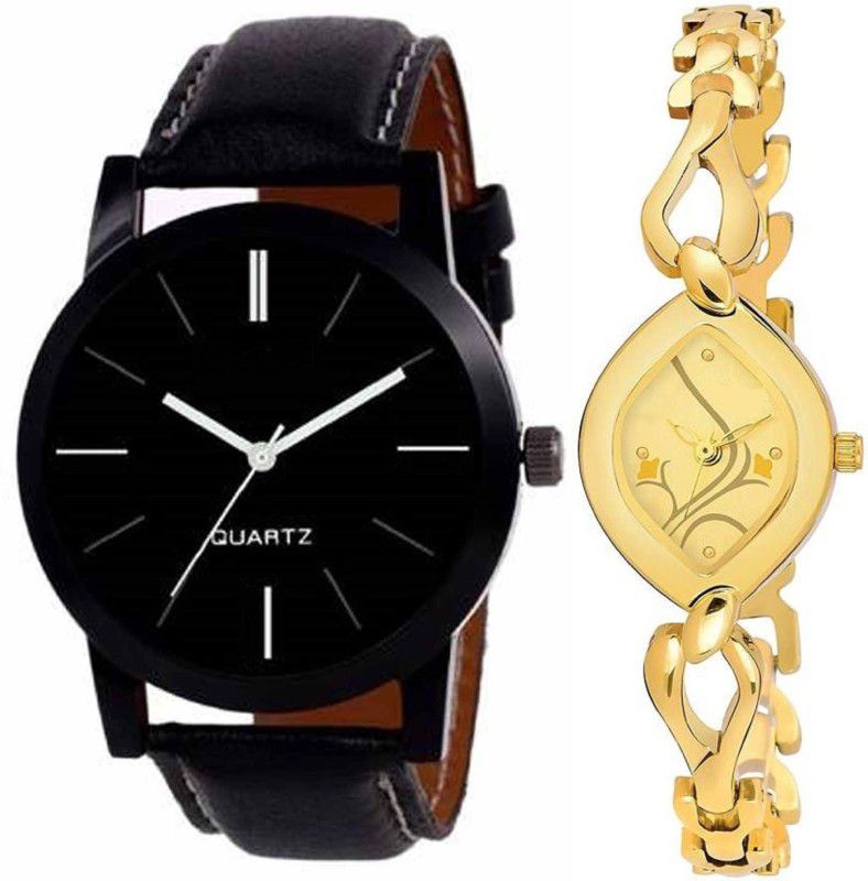 Analog Watch - For Men & Women Combo pack 2 Designer Leather And Metal Strap Multicolor Dial Couple Watch For Boys & Girls PCT-033
