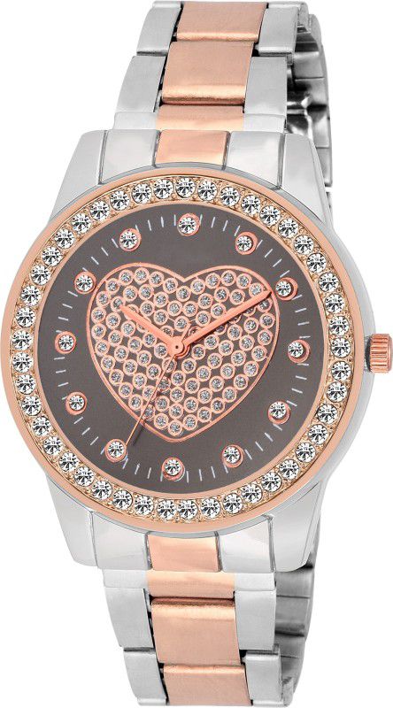diamond studded atractive fancy ladies & women Analog Watch - For Girls DUAL TONE HEART-SOOMS SERIES