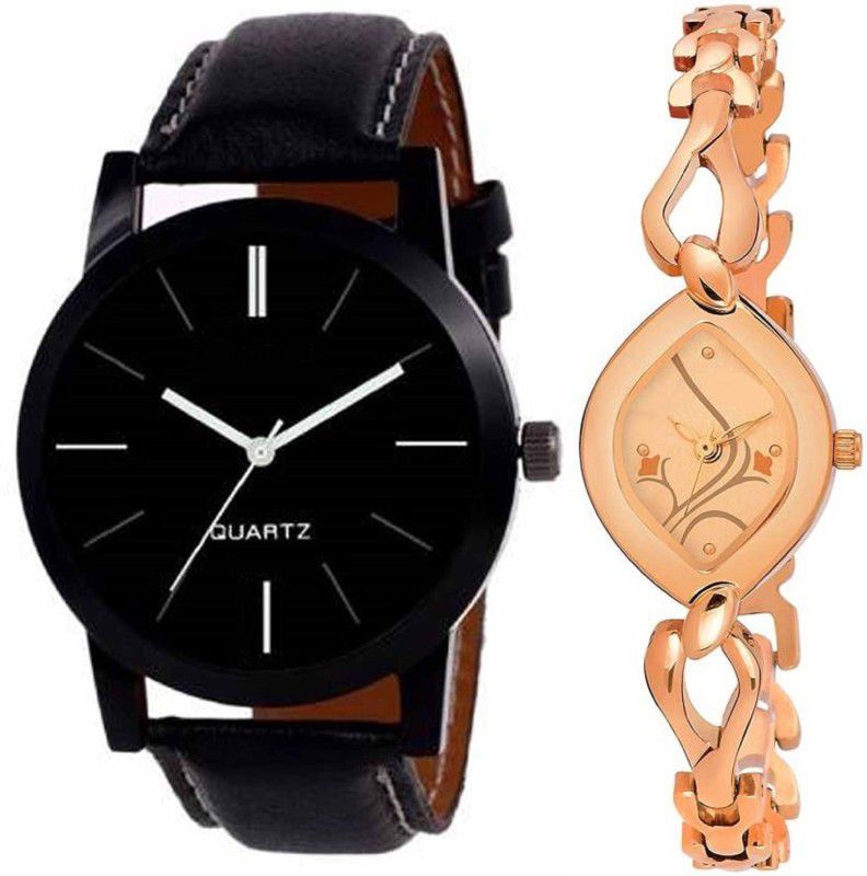 Analog Watch - For Men & Women Combo pack 2 Designer Leather And Metal Strap Multicolor Dial Couple Watch For Boys & Girls PCT-061