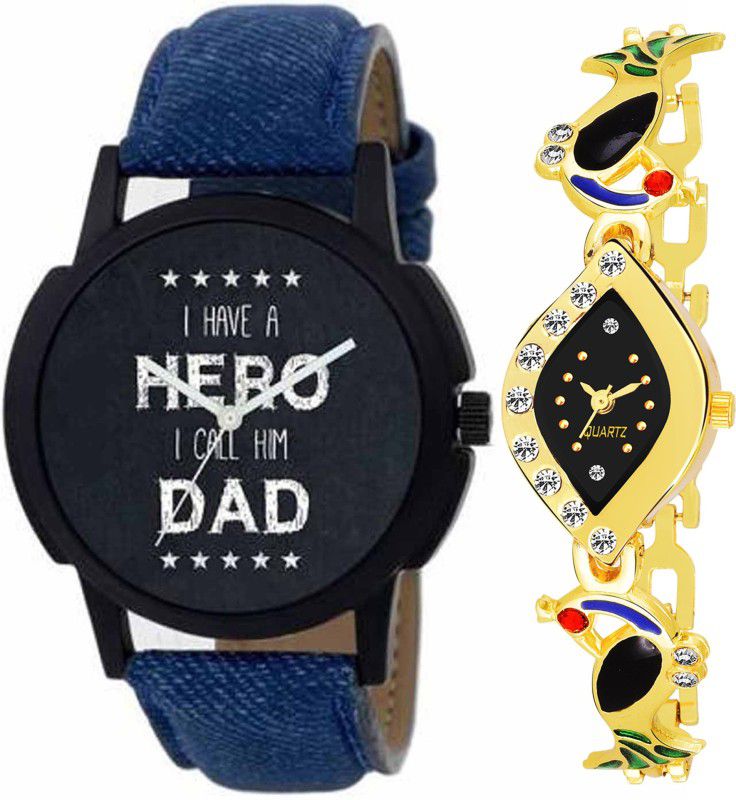 Analog Watch - For Men & Women Combo pack 2 Party-Wedding Peacock Multicolor Dial Couple Watch For Boys & Girls PCM-007