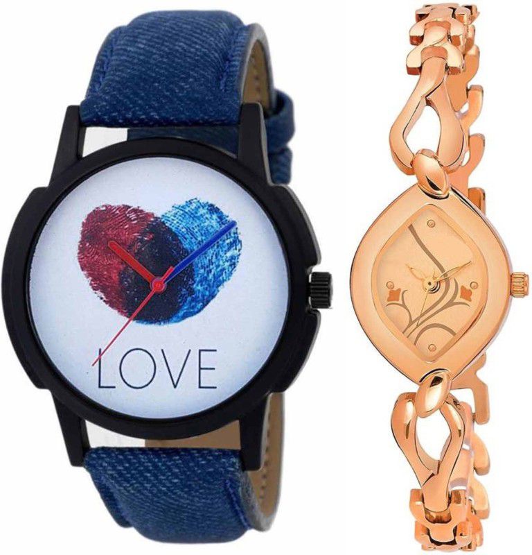 Analog Watch - For Men & Women Combo pack 2 Designer Leather And Metal Strap Multicolor Dial Couple Watch For Boys & Girls PCT-067