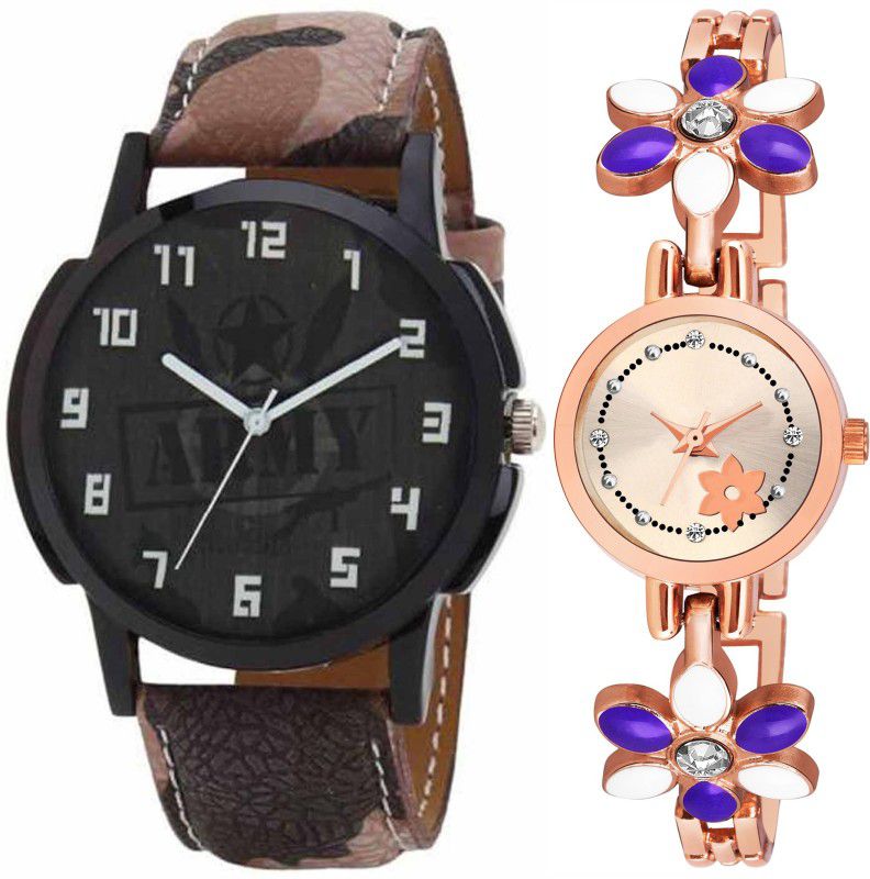 Analog Watch - For Men & Women Combo pack 2 Stylish Flover Diamond Stunned Multicolour Dial Bracelet Watch For Boys & Girls PCC-143