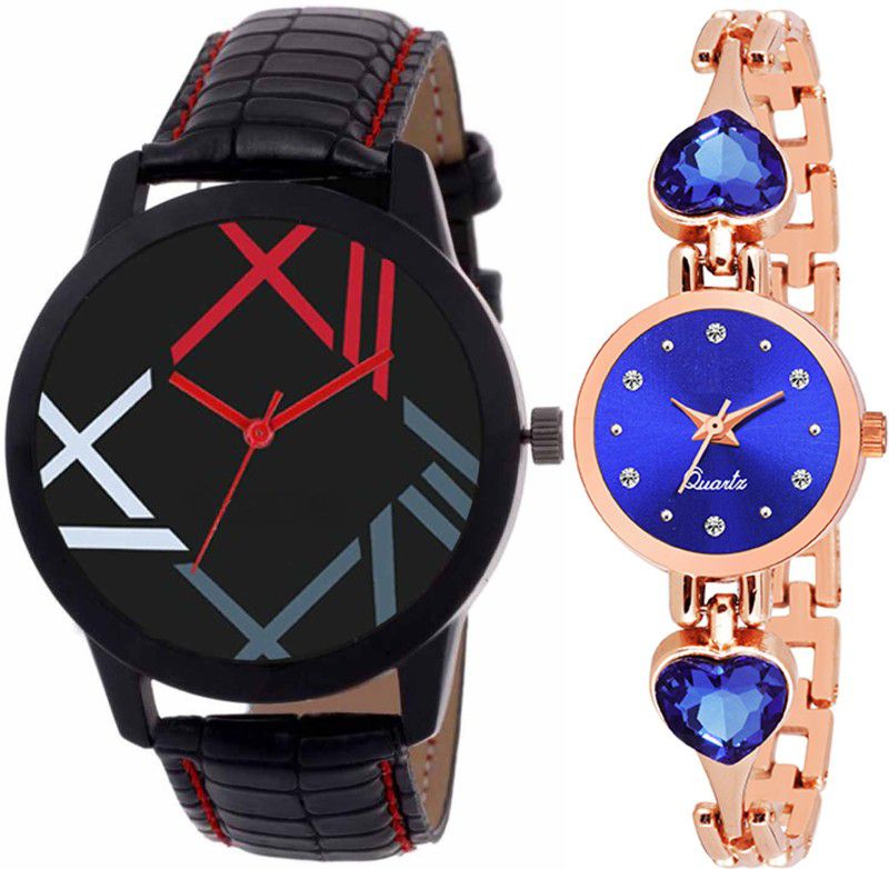 Analog Watch - For Men & Women Combo pack 2 Stylish Blue Heart Stunned Multicolour Dial Bracelet Watch For Boys & Girls PCC-178