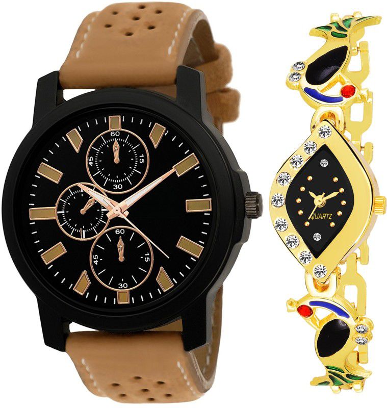 Analog Watch - For Men & Women Combo pack 2 Party-Wedding Peacock Multicolor Dial Couple Watch For Boys & Girls PCM-028