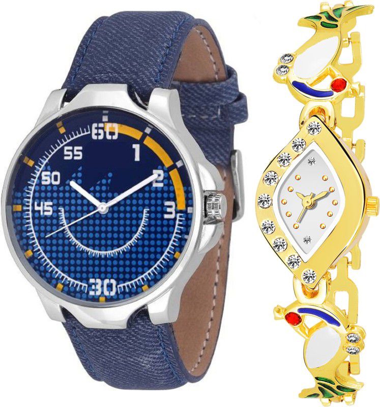 Analog Watch - For Men & Women Combo pack 2 Party-Wedding Peacock Multicolor Dial Couple Watch For Boys & Girls PCM-048