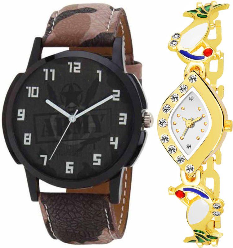 Analog Watch - For Men & Women Combo pack 2 Party-Wedding Peacock Multicolor Dial Couple Watch For Boys & Girls PCM-031
