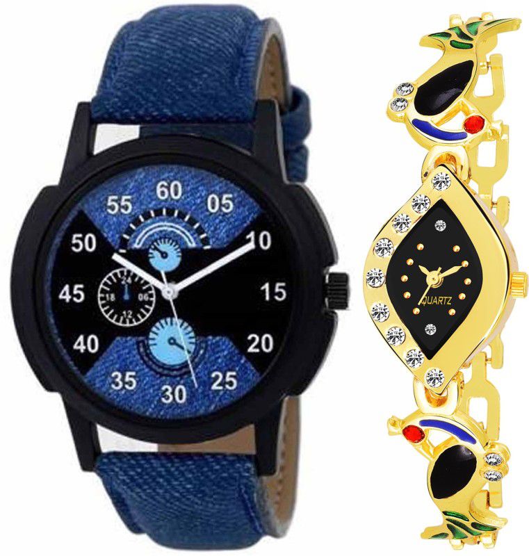 Analog Watch - For Men & Women Combo pack 2 Party-Wedding Peacock Multicolor Dial Couple Watch For Boys & Girls PCM-002