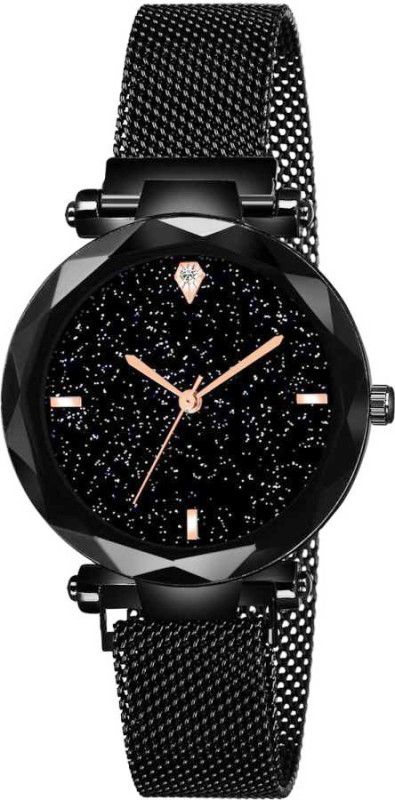 Starry Dial Analog Watch for Girls With Magnet Lock Strap Analog Watch - For Girls mng79