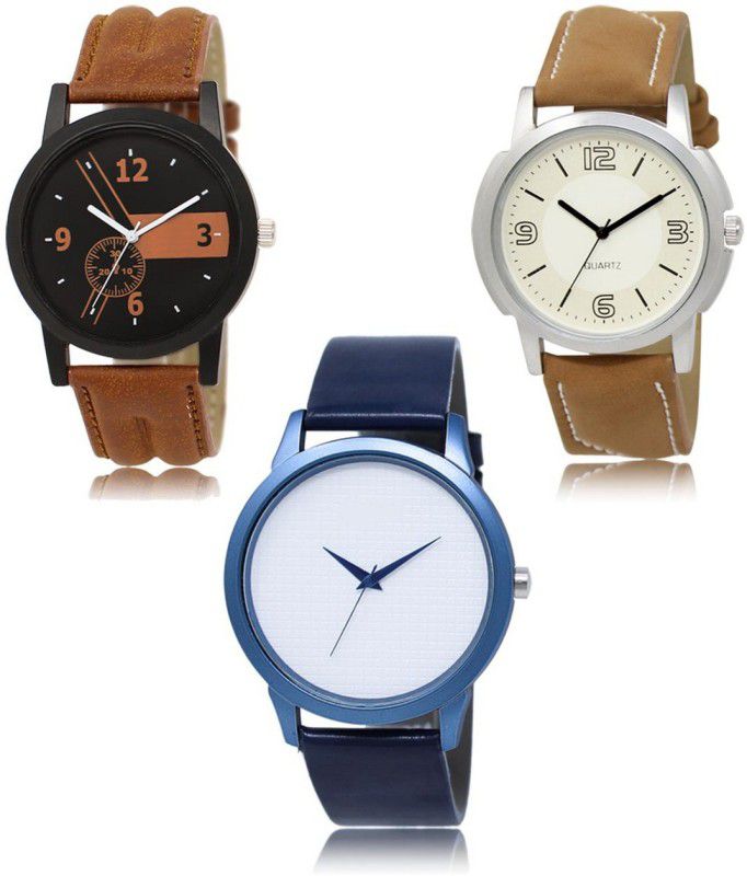 DK Analog Watch - For Men NEW Luxurious Attractive Stylish Combo SET OF 3 WATCH LR-01-16-33