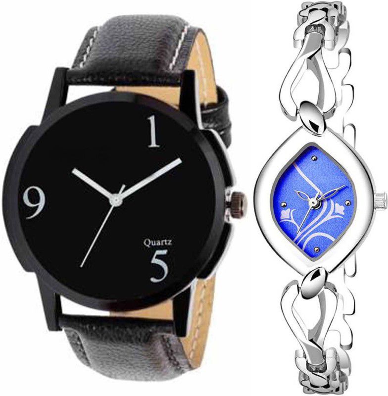Analog Watch - For Men & Women Combo pack 2 Designer Leather And Metal Strap Multicolor Dial Couple Watch For Boys & Girls PCT-090