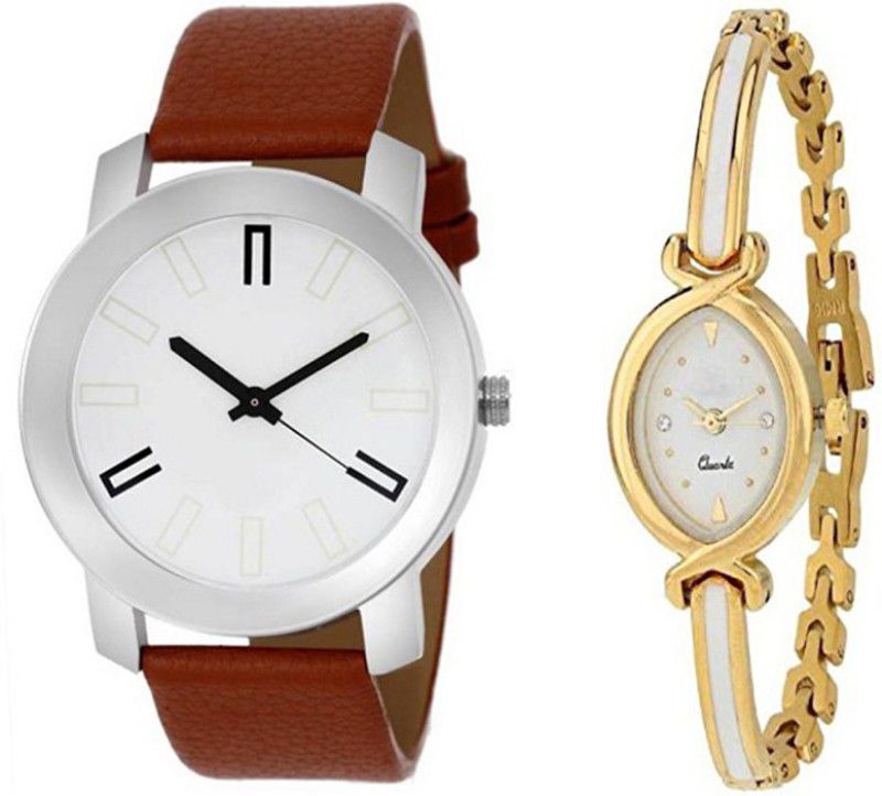 Analog Watch - For Couple Designer ABX and Golden chain maroon dial watch for men and women