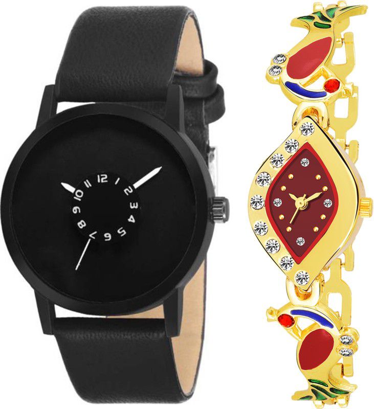 Analog Watch - For Men & Women Combo pack 2 Party-Wedding Peacock Multicolor Dial Couple Watch For Boys & Girls PCM-072