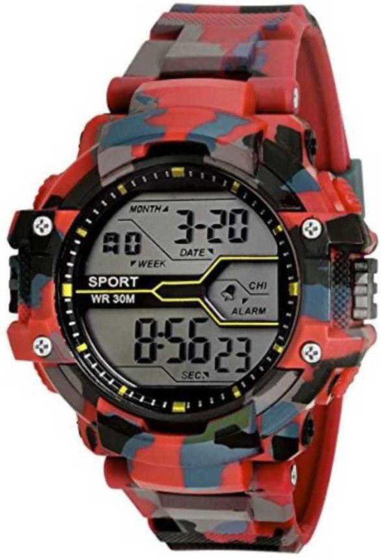 Army style automatic watch Digital Watch - For Boys & Girls sports digital day date red multi-color