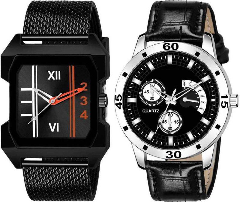 Analog Watch - For Men NEW SPORTS BLACK DIAL SILVER STEEL CHAIN BELT UNIQUE DIAL DESIGNER WRIST WATCH MEN & BOYS NEW ARRIVAL FAST SELLING TRACK DESIGNER ROYAL LOOK WATCH FOR FESTIVAL _PARTY_PROFESSIONAL WEAR COMBO WATCH