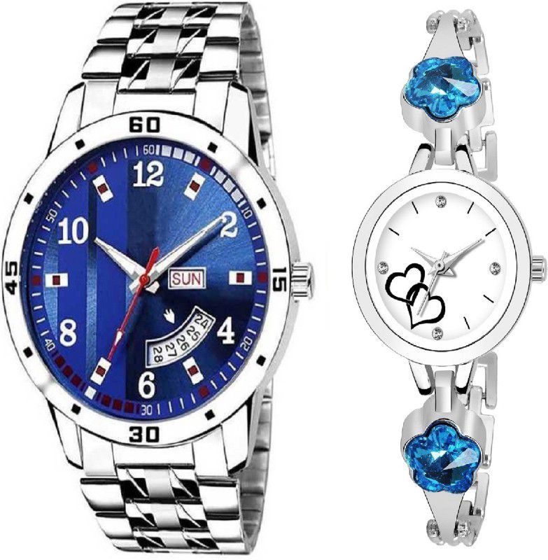 day and date combo Analog Watch - For Couple Day And Date for couple blue Analog Analog Watch