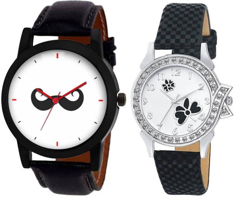 Analog Watch - For Men & Women Combo Pack 2 Attractive Part-Wedding Style Leather Strap Couple Combo Watch For Boys & Girls PC-D018