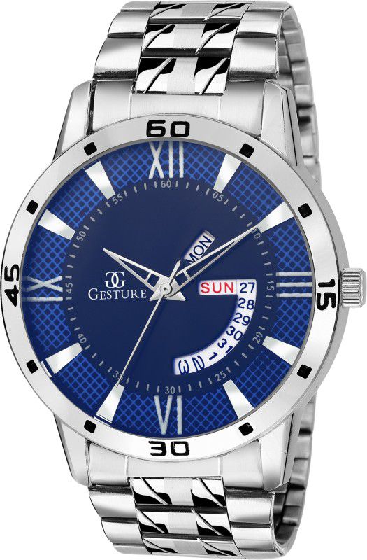 Analog Watch - For Men 1203- Blue Day And Date Chain