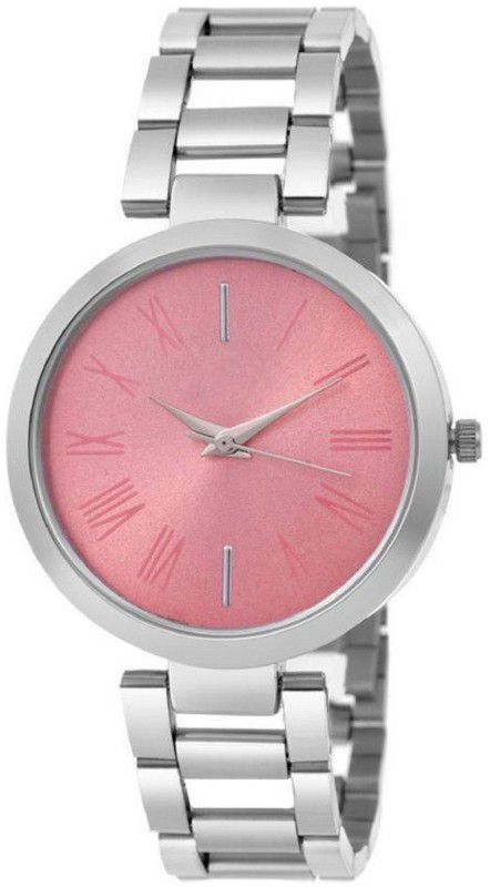 Analog Watch - For Women New Crystal Pink Dial Stainless Steel Chain Belt Watch For Girls & Women