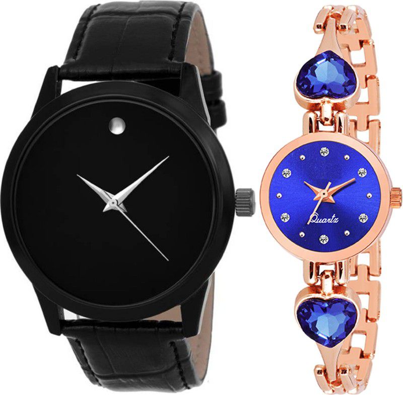 Analog Watch - For Men & Women Combo pack 2 Stylish Blue Heart Stunned Multicolour Dial Bracelet Watch For Boys & Girls PCC-185