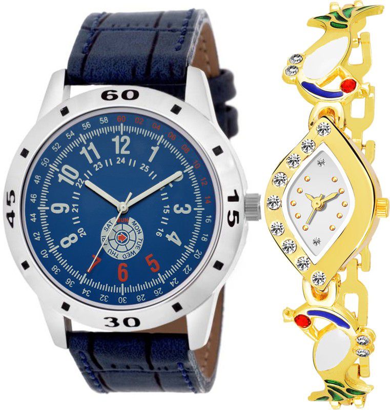 Analog Watch - For Men & Women Combo pack 2 Party-Wedding Peacock Multicolor Dial Couple Watch For Boys & Girls PCM-050