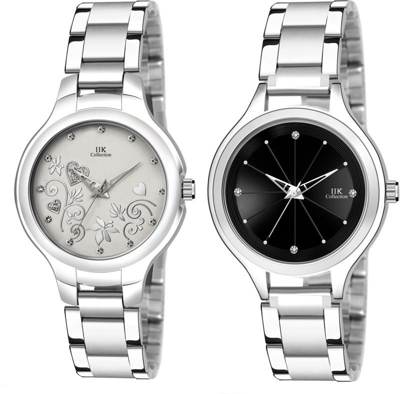 Studded Dial with Silver Bracelet Strap Combo Analog Watch - For Women IIK-3041W-3030W