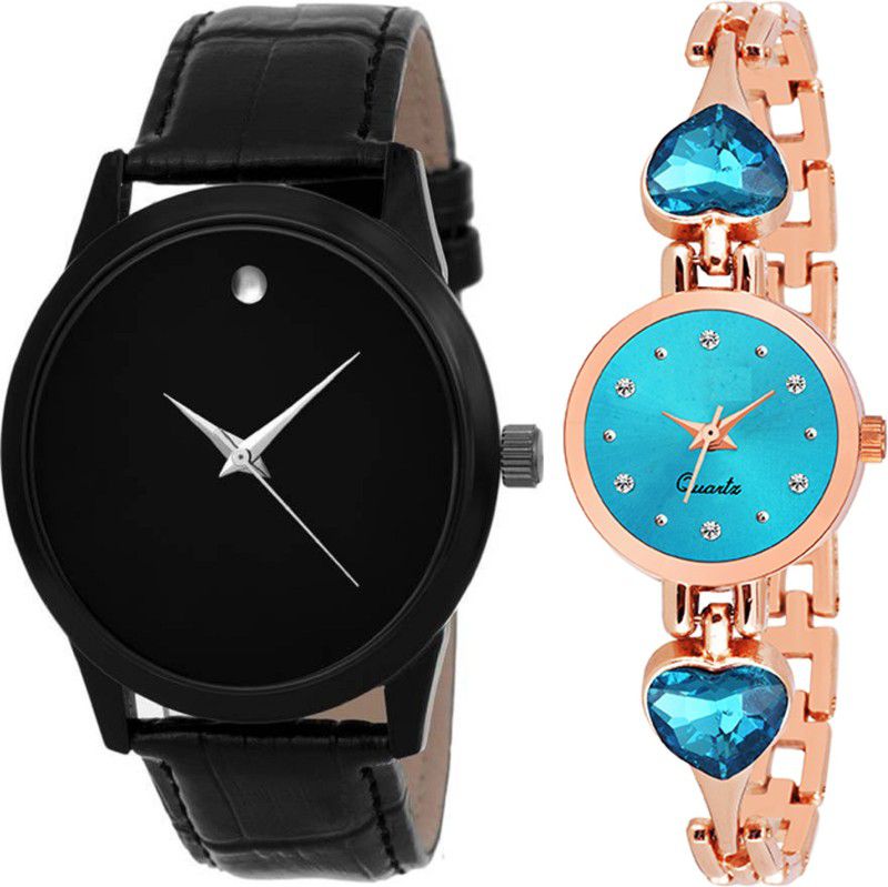 Analog Watch - For Men & Women Combo pack 2 Stylish SkyBlue Heart Stunned Multicolour Dial Bracelet Watch For Boys & Girls PCC-213