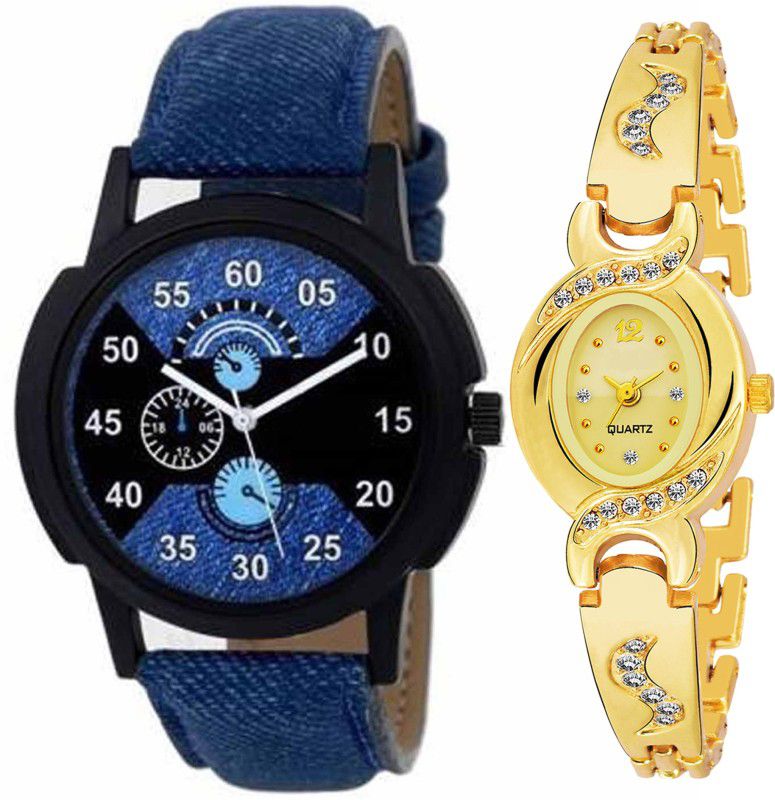 Analog Watch - For Men & Women Stylish Diamond Stunned Artistic Multicolor Strap Couple Combo Watch For Boys & Girls PCTB-030