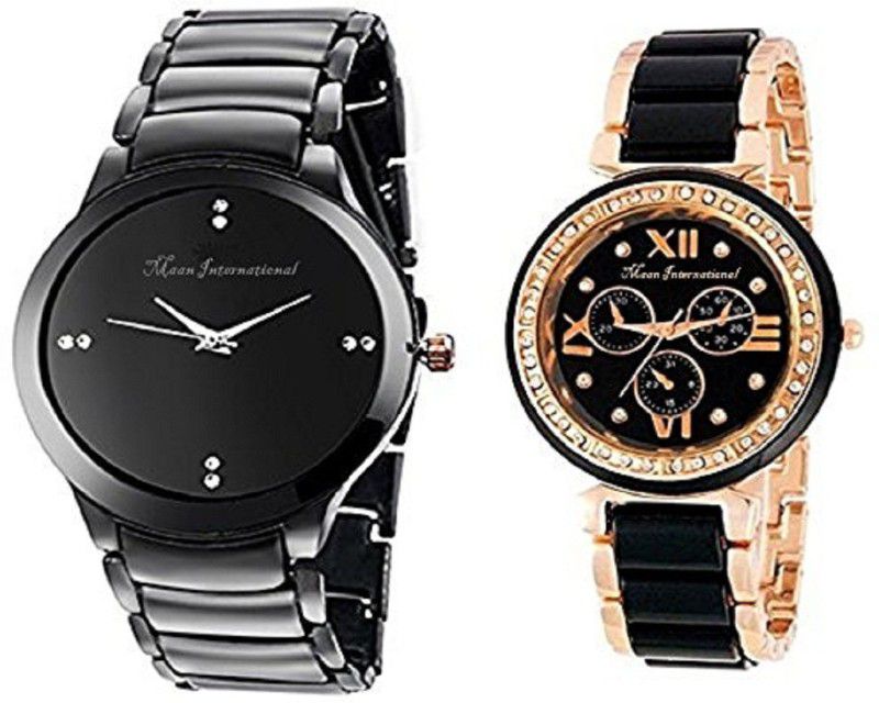 Analog Watch - For Couple Black Dial Lover Choice
