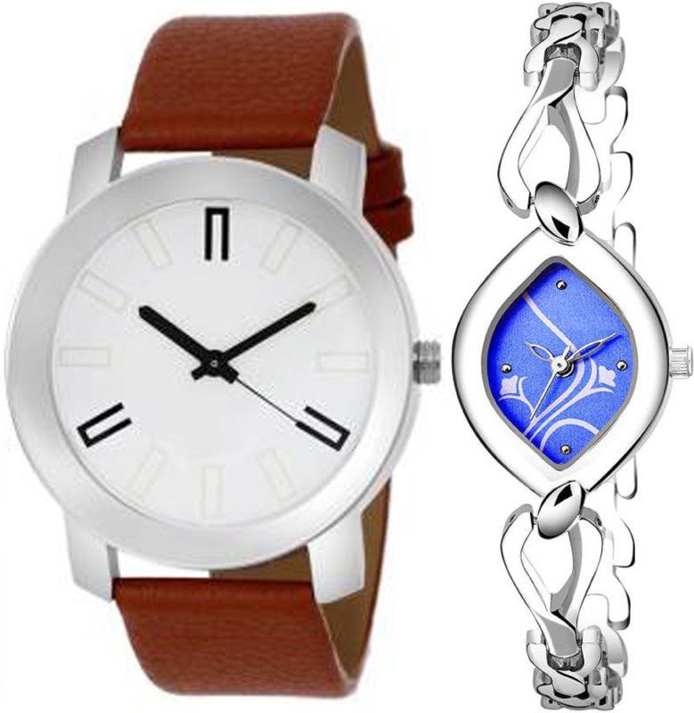 Analog Watch - For Men & Women Combo pack 2 Designer Leather And Metal Strap Multicolor Dial Couple Watch For Boys & Girls PCT-099