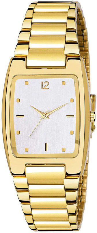 gold watches Analog Watch - For Girls girls watches new_837 WHITE GOLDEN GP ANALOG RICH LOOK SQUARE DIAL QUARTZ WOMEN WATCH