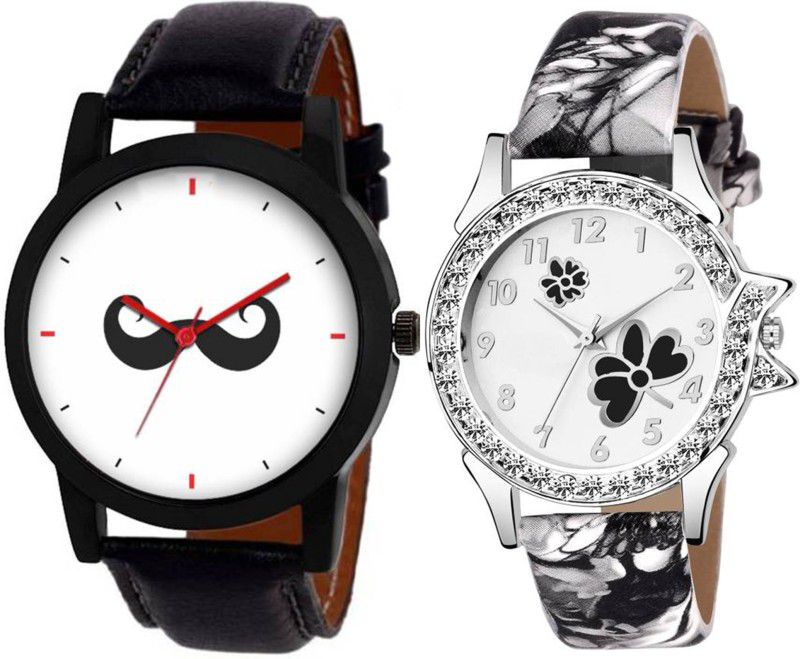 Analog Watch - For Men & Women Combo Pack of 2 Best Part-Wedding Style Leather Strap Couple Combo Watch For Boys & Girls PC-C074
