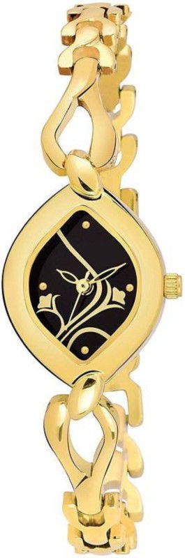 Analog Watch - For Girls New Artist Best Designer Party-Wedding Style Black Dial Gold Chain Bangle Watch For girls & Women PC1008