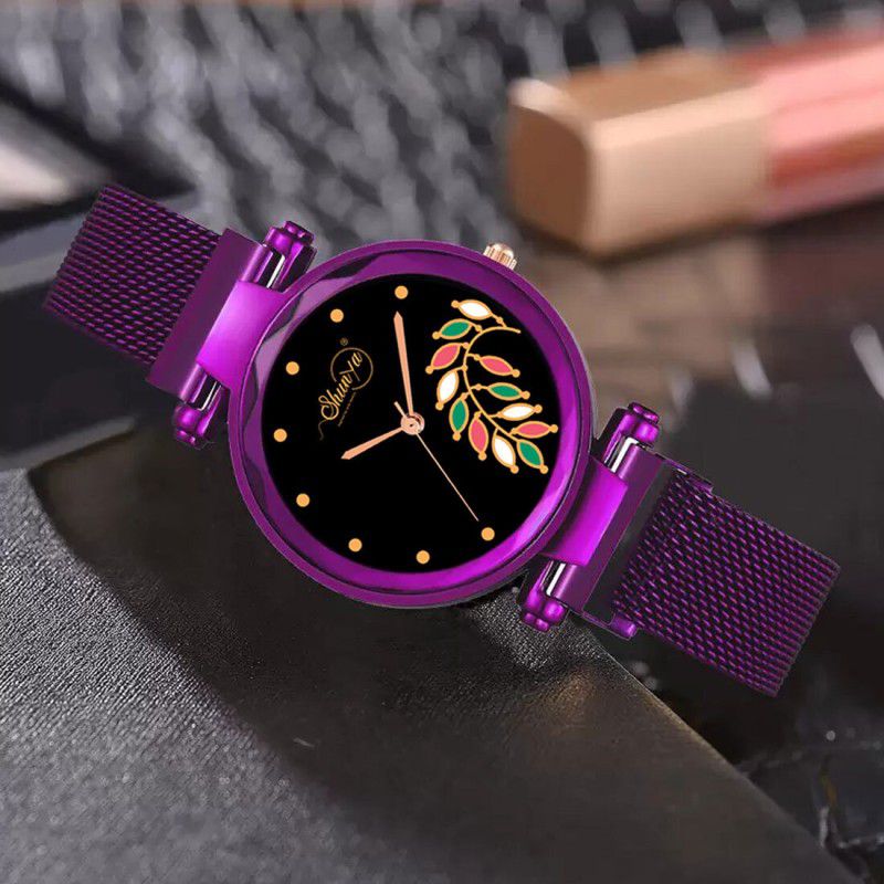 Analog Watch - For Women New Purple Magnet Mesh Strap Lady Quartz Wrist Girl's watches