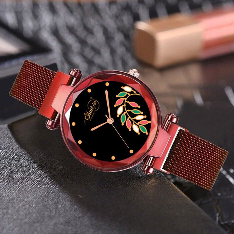 Analog Watch - For Girls New Red Magent Mesh Strap Lady Quartz Wrist Girl's Watches