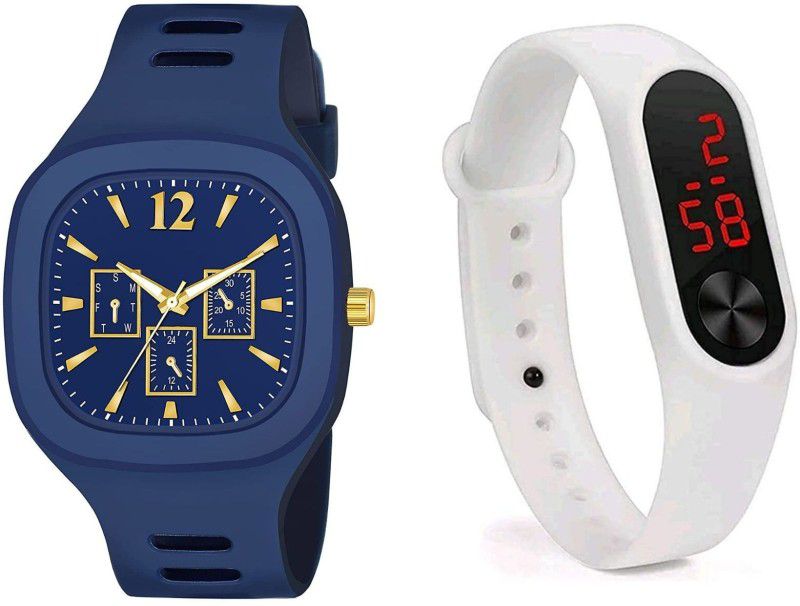 Blue||Modern||Sports Fit Analog-Digital Watch - For Men & Women STBlueWhite