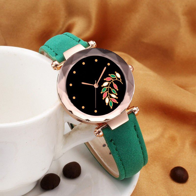 premium quality Latest new fashionable ladies Analog wrist watch for girls Analog Watch - For Women New Stylish Trendy Rich Look Green Leather belt New Designer watch for women