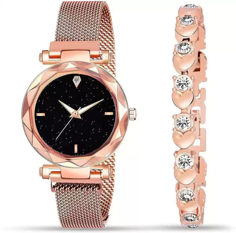 Analog Watch - For Girls Combo of Rose Gold Magnet clasp strap Analog watch