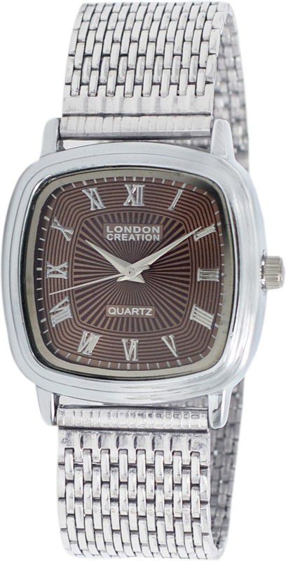 Silver Chain Square Dial Watch Analog Watch - For Men London Creation Silver Chain Strap Watch - LC10022G1