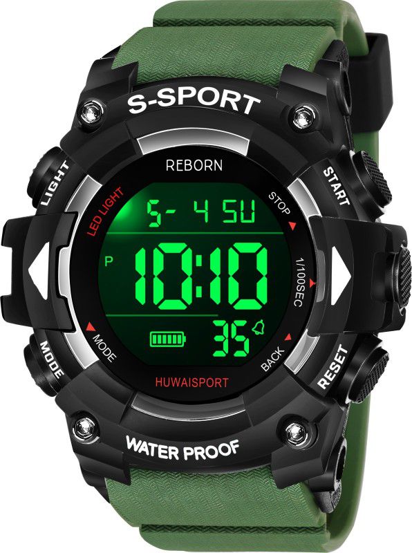 9101 Military Green Stylish Casual Waterproof Sports Digital Watch Digital Watch - For Men 9101 Green Mens Sports Watch