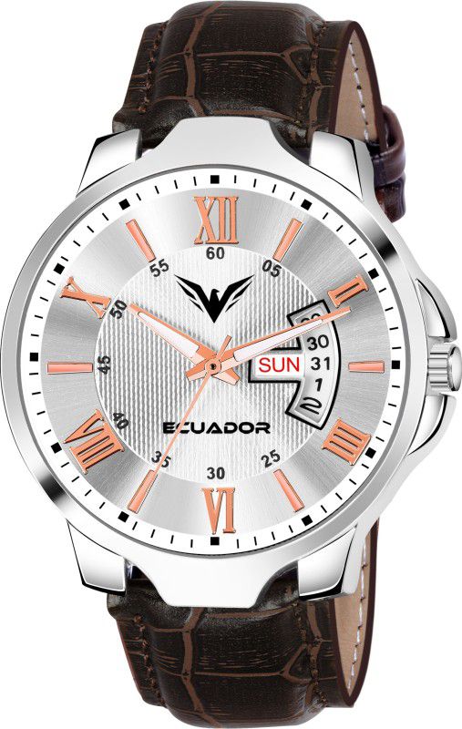 Elegant Silver Dial Day And Date Functioning Wrist Watch For Boys Analog Watch - For Boys ER-2227