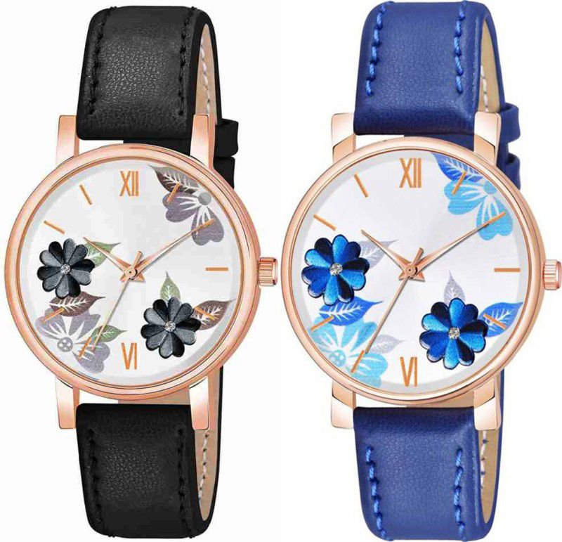 Stylish Formal Casual Wear Branded Wrist Classy Look Analog Watch For Woman&Girl Analog Watch - For Women New Stylish & Designer Casual Party Were Formal Blue & Black Dial Leather Belt