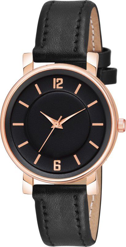 Analog Watch - For Girls 6 To 12 Black Dial Leather Strap Analog Watch for girls and women