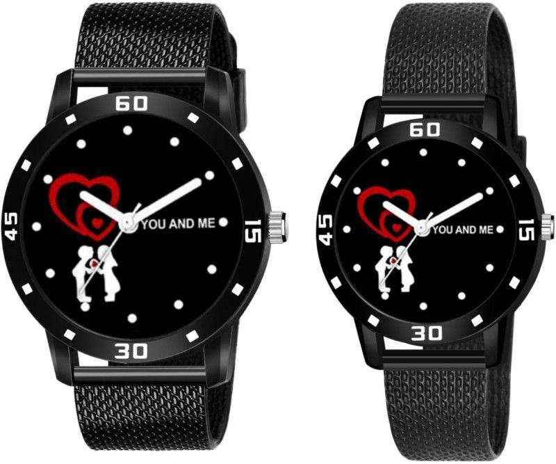 couple Analog Watch - For Couple Couple Watch With Half Love Dial Men & Women Analog Watch
