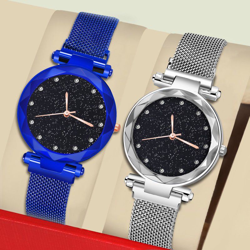 New Combo Of Blue and Silver color Magnet watch for Women's watch for girls Analog Watch - For Women TROPICAL BLUE