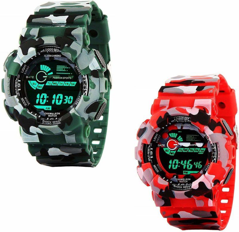 Digital Watch - For Boys COMBO of 2 Digital Watch army red Fashion Sport Digital Alarm Red Digital Watch