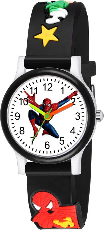 Analog Watch - For Boys Spider-Man Dial Black Silicone Strap Kids