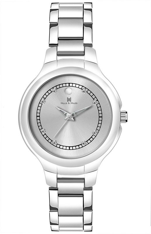 Silver Studded Dial & Silver Trendy Elegant Bracelet Analog Watch - For Women H&M-2118W