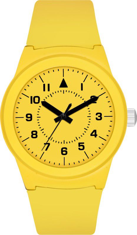 Analog Watch - For Men New Fashion Yellow Color 1To10 Digit Dial with Yellow Rubber Strap For Girl& women